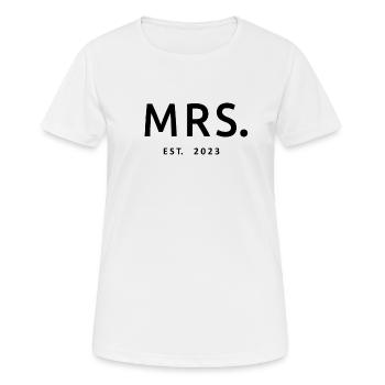 Mme Est. 2023 Fiançailles Douche nuptiale Mariage - T-shirt respirant Femme - blanc - Devant - AI Model Female 172 dark (172cm)