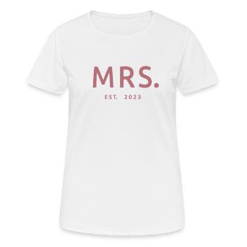 Mme Est. 2023 Fiançailles Douche nuptiale Mariage - T-shirt respirant Femme - blanc - Devant - AI Model Female 172 dark (172cm)