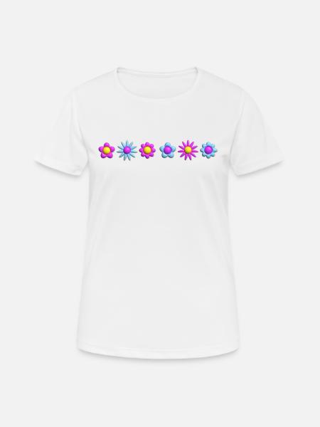 Flowers Blossoms in Row 3D - Women's Breathable T-Shirt - white