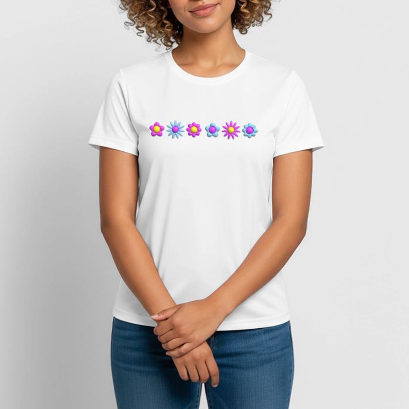 Fleurs en fleurs en rangée 3D T-shirt respirant Femme