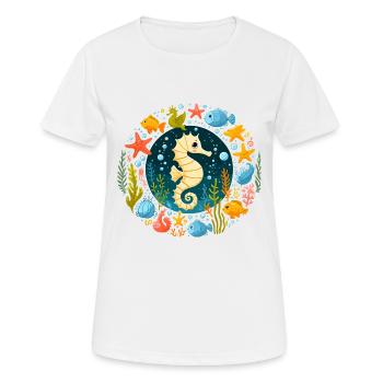 Seepferdchen Meer Seestern Urlaub Fische Tauchen - Frauen T-Shirt atmungsaktiv - Weiß - Vorne - AI Model Female 172 dark (172cm)