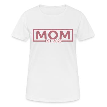 Mom Est. 2023, Mom To Be, Schwangerschaft enthüllen - Frauen T-Shirt atmungsaktiv - Weiß - Vorne - AI Model Female 172 dark (172cm)