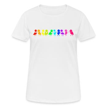 rangée colorée de corbeaux d’oiseaux - T-shirt respirant Femme - blanc - Devant - AI Model Female 172 dark (172cm)
