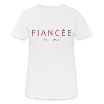 Fiancée Est. 2023 Fiançailles Douche nuptiale Mariage - T-shirt respirant Femme - blanc - Devant - AI Model Female 172 dark (172cm)