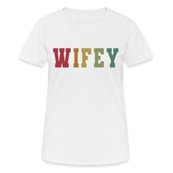 Retro Wifey Matching Paar Hochzeitsfeier Ehe - Frauen T-Shirt atmungsaktiv - Weiß - Vorne - AI Model Female 172 dark (172cm)