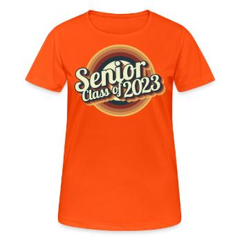 Cadeau de fête de remise des diplômes rétro de la classe senior de 2023 - T-shirt respirant Femme - orange néon - Devant - AI Model Female 172 dark (172cm)