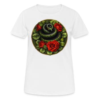 Snake and red roses - Women's Breathable T-Shirt - white - Front - AI Model Female 172 dark (172cm)