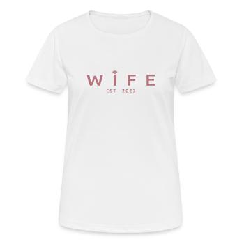 Ehefrau Est. 2023 Verlobung Brautparty Hochzeit - Frauen T-Shirt atmungsaktiv - Weiß - Vorne - AI Model Female 172 dark (172cm)