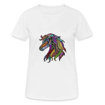 AKE Wildhorse colorful horse stallion gift idea - Women's Breathable T-Shirt - white - Front - AI Model Female 172 dark (172cm)