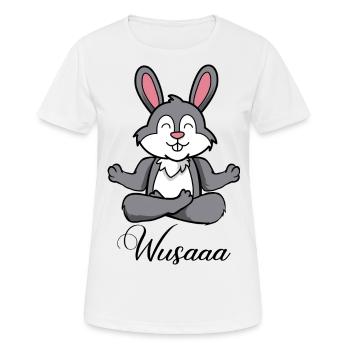 Auszeit Durchatmen Wusaaa Hase - Frauen T-Shirt atmungsaktiv - Weiß - Vorne - AI Model Female 172 dark (172cm)