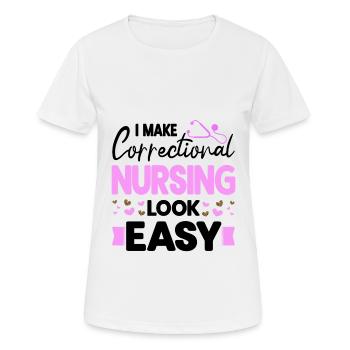 Infirmière correctionnelle s’occupant des détenus Infirmière Épouse - T-shirt respirant Femme - blanc - Devant - AI Model Female 172 dark (172cm)