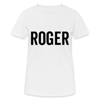 Roger Nom personnalisé Police Texte Anniversaire - T-shirt respirant Femme - blanc - Devant - AI Model Female 172 dark (172cm)