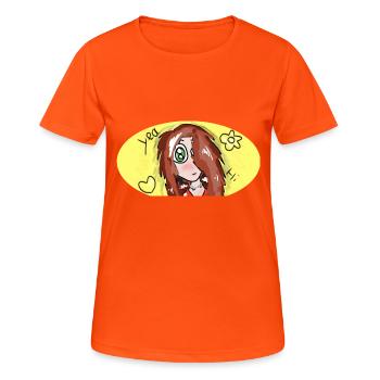 Hi Mädchen - Frauen T-Shirt atmungsaktiv - Neonorange - Vorne - AI Model Female 172 dark (172cm)