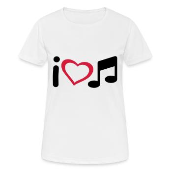 Slogan I love music. Love for music. - Women's Breathable T-Shirt - white - Front - AI Model Female 172 dark (172cm)