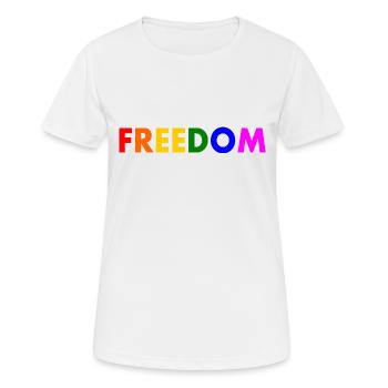 Freiheit - Frauen T-Shirt atmungsaktiv - Weiß - Vorne - AI Model Female 172 dark (172cm)