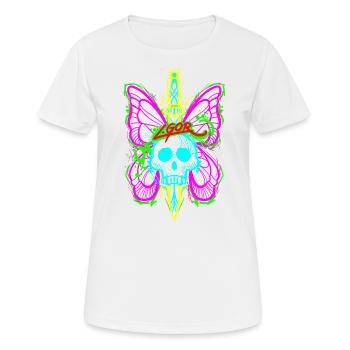 Totenkopf Schmetterling mit Dolch - Frauen T-Shirt atmungsaktiv - Weiß - Vorne - AI Model Female 172 dark (172cm)