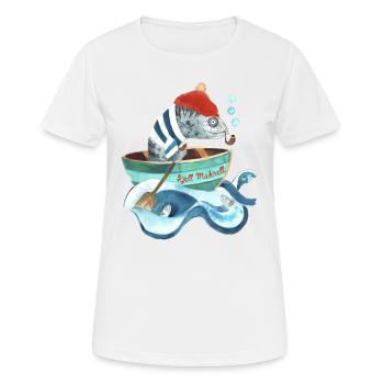 Kjell Makrell I Tête de poisson dans un bateau - T-shirt respirant Femme - blanc - Devant - AI Model Female 172 dark (172cm)