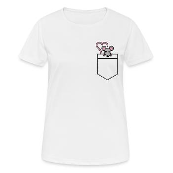 Brusttasche mit Maus oder Ratte - Frauen T-Shirt atmungsaktiv - Weiß - Vorne - AI Model Female 172 dark (172cm)