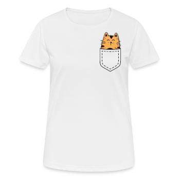 Chat dans votre poche - T-shirt respirant Femme - blanc - Devant - AI Model Female 172 dark (172cm)