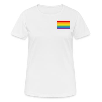 Affiche arc-en-drapeau drapeau LGBT arc-en-ciel - T-shirt respirant Femme - blanc - Devant - AI Model Female 172 dark (172cm)