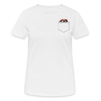 Brusttasche Hund - Frauen T-Shirt atmungsaktiv - Weiß - Vorne - AI Model Female 172 dark (172cm)