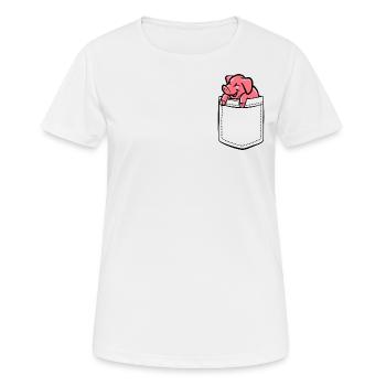 Mon porcelet dans ma poche - poche de poitrine - T-shirt respirant Femme - blanc - Devant - AI Model Female 172 dark (172cm)