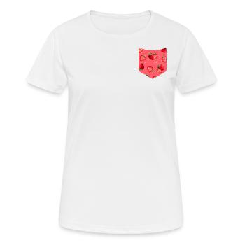 Sommer Frucht Obst Brusttasche Erdbeere - Frauen T-Shirt atmungsaktiv - Weiß - Vorne - AI Model Female 172 dark (172cm)