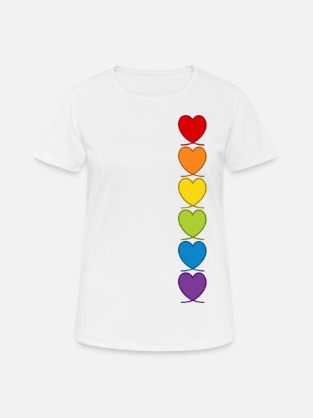 LGBTQIA+ CSD Herz Regenbogen Herzen Pride Month - Frauen T-Shirt atmungsaktiv - Weiß