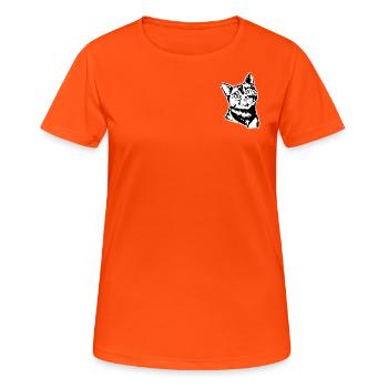 Vue du chat - T-shirt respirant Femme - orange néon - Devant - AI Model Female 172 dark (172cm)