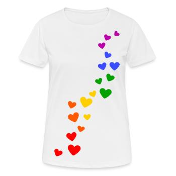 Regenbogen Herzen pride - Frauen T-Shirt atmungsaktiv - Weiß - Vorne - AI Model Female 172 dark (172cm)