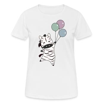 Zebra flies with balloons upwards cute animals - Women's Breathable T-Shirt - white - Front - AI Model Female 172 dark (172cm)