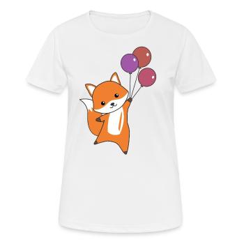 Fuchs süß Tier fliegt Luftballons Kinder - Frauen T-Shirt atmungsaktiv - Weiß - Vorne - AI Model Female 172 dark (172cm)