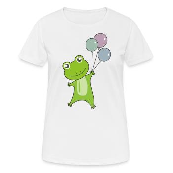 frog green balloons funny animals - Women's Breathable T-Shirt - white - Front - AI Model Female 172 dark (172cm)