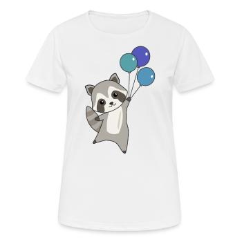 Raccoon flies balloons top cute animals for children - Women's Breathable T-Shirt - white - Front - AI Model Female 172 dark (172cm)