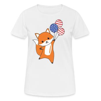 Fox flies balloons usa top cute animals foxes - Women's Breathable T-Shirt - white - Front - AI Model Female 172 dark (172cm)