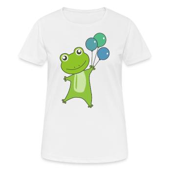 Frog green balloons funny animals - Women's Breathable T-Shirt - white - Front - AI Model Female 172 dark (172cm)