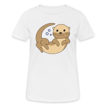 La loutres douce flotte dans l’eau de loutres drôles - T-shirt respirant Femme - blanc - Devant - AI Model Female 172 dark (172cm)