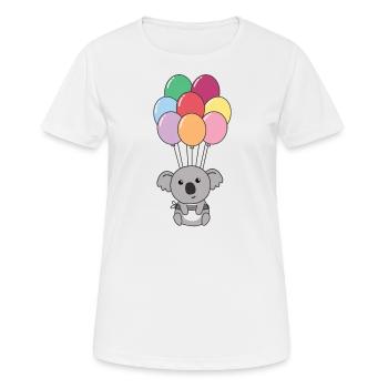 Koala flies upwards with colorful balloons - Women's Breathable T-Shirt - white - Front - AI Model Female 172 dark (172cm)