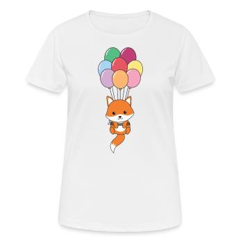 Fox flies upwards with colorful balloons - Women's Breathable T-Shirt - white - Front - AI Model Female 172 dark (172cm)