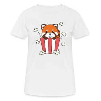 Roter Panda Popcorn Time lustiges Wortspiel - Frauen T-Shirt atmungsaktiv - Weiß - Vorne - AI Model Female 172 dark (172cm)