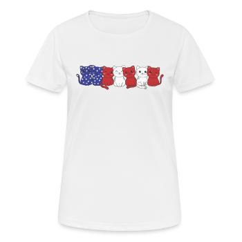 Katze für den vierten Juli USA Flagge Katzen - Frauen T-Shirt atmungsaktiv - Weiß - Vorne - AI Model Female 172 dark (172cm)