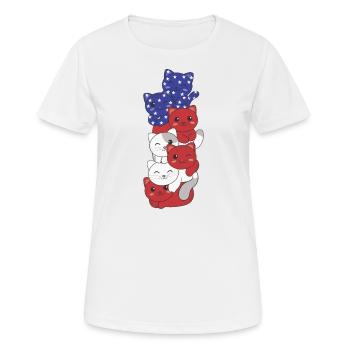 Katze für den vierten Juli USA Flagge Katzen - Frauen T-Shirt atmungsaktiv - Weiß - Vorne - AI Model Female 172 dark (172cm)