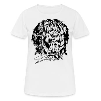 BRIARD Hund Hunde Hundeportrait Rassehund Wilsigns - Frauen T-Shirt atmungsaktiv - Weiß - Vorne - AI Model Female 172 dark (172cm)