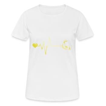 Battement de cœur d’haltère musculaire - T-shirt respirant Femme - blanc - Devant - AI Model Female 172 dark (172cm)
