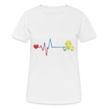 Gasmaske Puls Herzschlag - Frauen T-Shirt atmungsaktiv - Weiß - Vorne - AI Model Female 172 dark (172cm)
