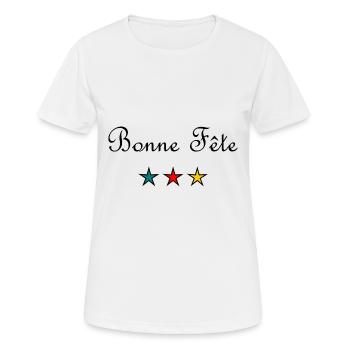 BONNE FÊTE. FÊTE DES MÈRES. FÊTE DES PÈRES. FÊTE - T-shirt respirant Femme - blanc - Devant - AI Model Female 172 dark (172cm)