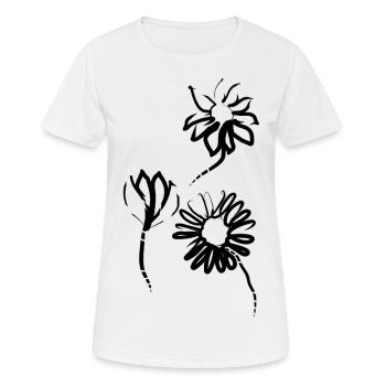 Fleurs dessinées à la main - T-shirt respirant Femme - blanc - Devant - AI Model Female 172 dark (172cm)