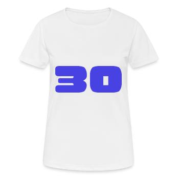 30. 30 JAHRE. 30-JÄHRIGES JUBILÄUM. GEBURTSTAG 30 JAHRE. - Frauen T-Shirt atmungsaktiv - Weiß - Vorne - AI Model Female 172 dark (172cm)