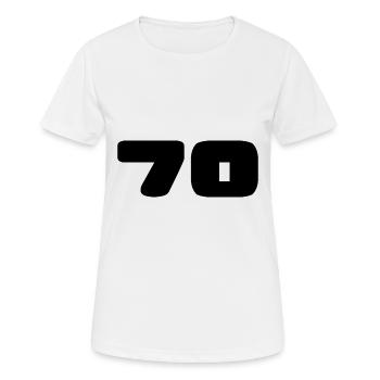 70. 70 ANS. 70e ANNIVERSAIRE. ANNIVERSAIRE 70 ANS. - T-shirt respirant Femme - blanc - Devant - AI Model Female 172 dark (172cm)