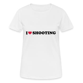 I Love Shooting - Frauen T-Shirt atmungsaktiv - Weiß - Vorne - AI Model Female 172 dark (172cm)